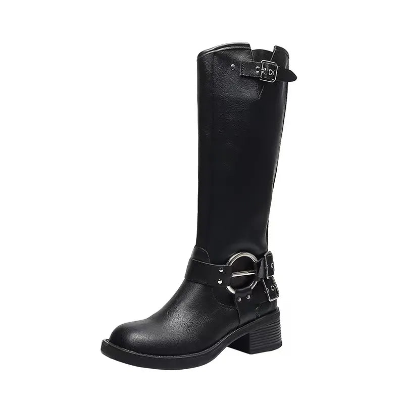Biker boots 2025 knee high