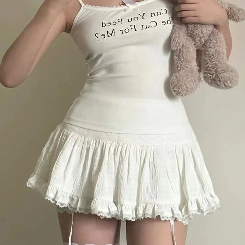 womens white ruffle mini skirt coquette aesthetic