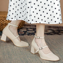 womens aesthetic beige mary jane shoes