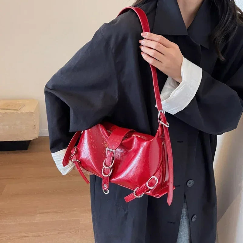 Leather Gimmick Bag Red Y2K archive 本革 Y2K Red Shoulder Bag –