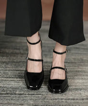womens elegant shoes black patent leather low heel mary hane shoes