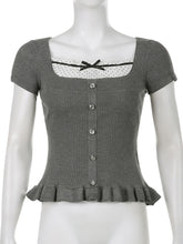 womens gray top milkmaid