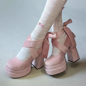womens high heel mary jane shoes pink