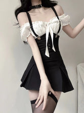 Korean Aesthetic Kpop Gothic Pinafore Mini Dress and Top Set