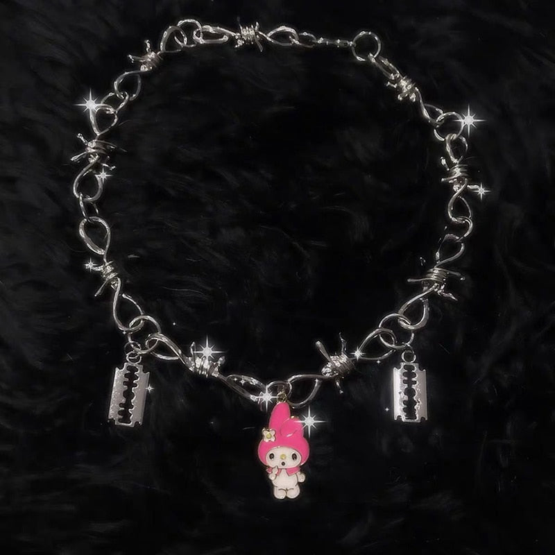 Harajuku Kawaii Fashion Y2K Emo Goth My Melody Kuromi Jewelry Chain, My melody-2