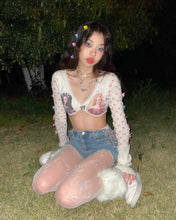 womens chinese y2k coquette top long sleeve pointelle top