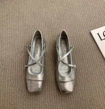 womens mary jane shoes silver ballet flats