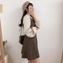 dark academia clothing stores outfit japanese korean fashion for women checkered brown mini dress fall winter