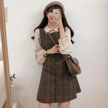 dark academia outfits for women girls korean fashion mori girl tartan brown mini dress