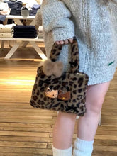 gyaru fashion plush leopard print handbag hello kitty
