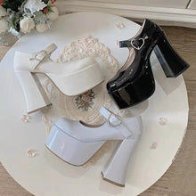 womens kawaii lolita fashion dollette coquette heels black white baby blue