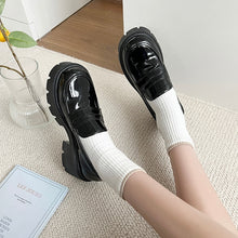 womens black block heel loafers classic dark academia JK shoes