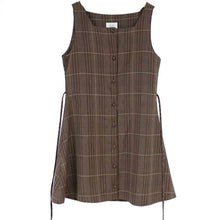 womens dark academia dress brown plaid mini dress for fall