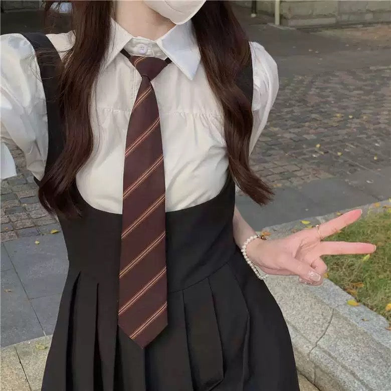 Womens Dark Academia Aesthetic Shirt Pinafore Dress Set – The Kawaii Factory