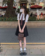 womens fall aesthetic outfit dark academia fashion black pleated skirt mini dress back to school
