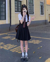 womens fall fashion dark academia aesthetic outfits pinafore dress shirt tie set