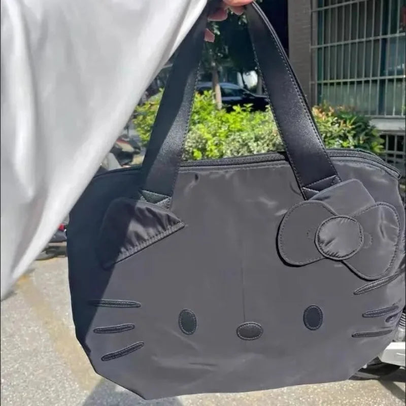 【BOLSAC】Pocony bag _Tote (kitty black) Womens Harajuku Kawaii Aesthetic Black Hello Kitty Tote Bag