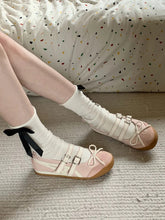 womens outfit inspiration coquette aesthetic pink ballet flats sneakers socks with bows