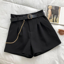 Korean Fashion Dark Academia Aesthetic Shorts with Belt and Chain (Brown/Beige/Black)