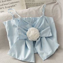 Korean Aesthetic Outfits Jennie Kim Inspired Camellia Blue Bow Crop Top