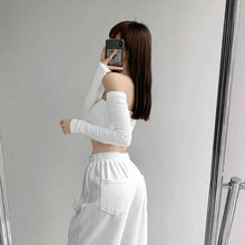 Korean Fashion Sexy Off Shoulder Tube Top Bodysuit with Sleeves (Black/White/Gray)