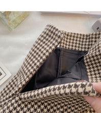 Harajuku Korean Style Dark Academia Aesthetic High Waist Houndstooth Pattern Plaid Skirt (Brown/Black)