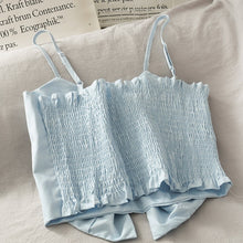 Korean Aesthetic Outfits Jennie Kim Inspired Camellia Blue Bow Crop Top