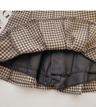 Harajuku Korean Style Dark Academia Aesthetic High Waist Houndstooth Pattern Plaid Skirt (Brown/Black)