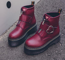 Harajuku Kawaii Heart Buckle Combat Boots