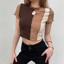 Y2K Fairy Grunge Brown Patchwork Crop Top
