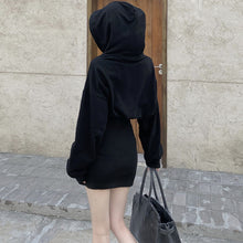 Harajuku Korean Fashion Cinched Waist Hoodie Dress Mini Dress (Black)