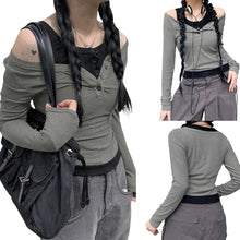 Y2K Cyber Fairy Grunge Aesthetic Acubi Double Layer Button Up Top