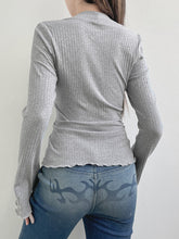 gray milkmaid top with long sleeves back