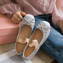 blue satin ballet flats