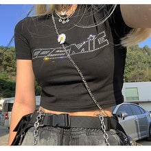 Y2K Rhinestone Cosmic Print Crop Top