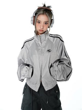 Y2K Cyber Fairy Grunge Aesthetic Acubi Gray Sports Jacket