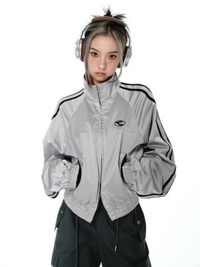 Y2K Cyber Fairy Grunge Aesthetic Acubi Gray Sports Jacket