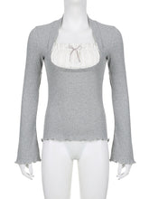 coquette clothes womens long sleeve milkmaid top gray
