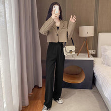 Korean Fashion Oversized Cropped Blazer Sand Beige