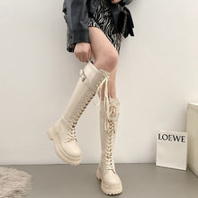 womens beige knee high boots combat boots