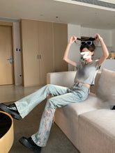 Harajuku Y2K Flare Jeans Pink Corset Lacing Flare Jeans