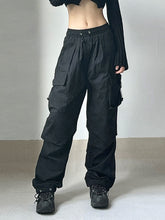 womens cargo trousers black