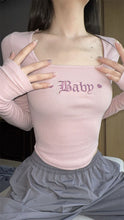 Balletcore Pink Pilates Princess Ribbed Knit Baby Top(Pink/Black)