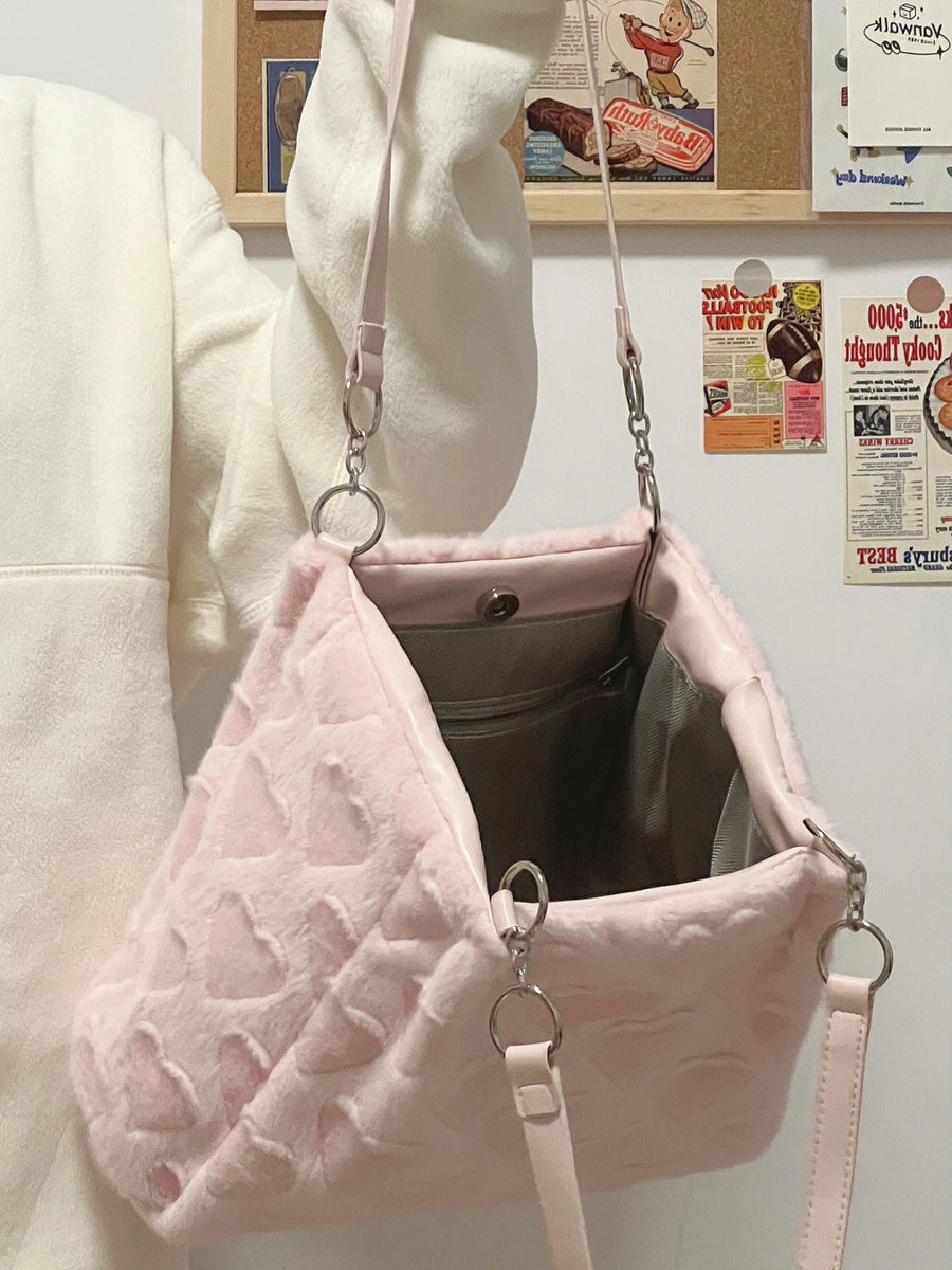 Kawaii Coquette Aesthetic Dollette Baby Pink Bow Shoulder Bag