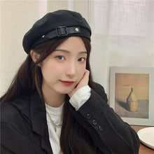 Harajuku Korean Fashion Leather Belt Beret (Black)