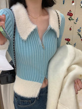 Y2K Balletcore Fur Lined Rib Knit Cardigan