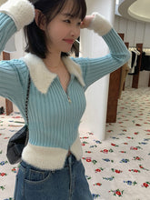 Y2K Balletcore Fur Lined Rib Knit Cardigan