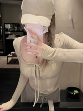 Korean Style Balletcore Ribbed Knit Bow Top
