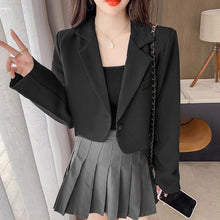 Korean Fashion Oversized Cropped Blazer Black