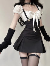 Korean Aesthetic Kpop Gothic Pinafore Mini Dress and Top Set